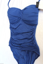 NWT La Blanca Sapphire Blue Ruched Convertible Halter Strapless Swim Suit 4 - £30.09 GBP