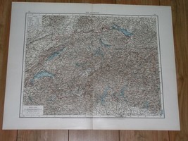 1896 Original Antique Map Of Switzerland / Alps Mountains - £16.99 GBP