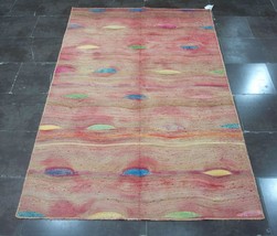 fine silk Pink Swedish Hand made Scandinavian Flat weave Silk Kilim rug 4x6 ft - £160.09 GBP