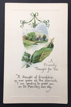 A Friendly Thought For You, St. Patrick&#39;s Day, Gibson Postcard, Flag Shamrock - £3.53 GBP