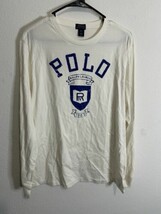 Polo Ralph Lauren Youth Gray Rugby 1944 Patch Long Sleeve White Shirt XL... - $19.79