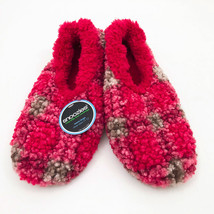 Snoozies Men&#39;s Slippers Boucle Plaid Red &amp; Brown Men&#39;s Large 11/12 - £11.86 GBP
