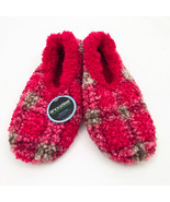Snoozies Men&#39;s Slippers Boucle Plaid Red &amp; Brown Men&#39;s Large 11/12 - £11.82 GBP