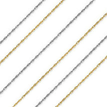 14k Yellow or White Gold Over 925 Silver 1 mm Thick Rope Chain - 16" 18" 20" 22" - £20.12 GBP