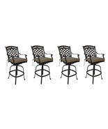 Cast aluminum patio bar stools set of 4 swivels outdoor seating Sunbrella. - £1,091.45 GBP