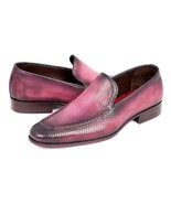 Paul Parkman Mens Shoes Loafer Leather Purple Hand-Painted Handmade 874-... - $487.12 CAD
