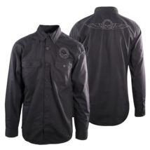 Harley-Davidson Men&#39;s Black Embroidered Skull L/S Woven Shirt (S21) - £27.59 GBP