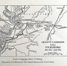 Map 1930 General Grant&#39;s Campaign Vicksburg 5.5 x 9&quot; History Ephemera DWEE2 - $367.61 MXN