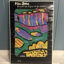 Ken Done Multicolor 29x29&quot; Square Silk Scarf Fish Star Vintage 1985 Made... - $1,235.36 MXN
