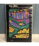 Ken Done Multicolor 29x29&quot; Square Silk Scarf Fish Star Vintage 1985 Made... - $1,235.36 MXN