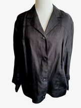 Talbots Petites Womens Shirt Size 16 Black Irish Linen 5 Button No Pockets - £21.92 GBP
