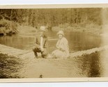 Man &amp; Woman on Sagging Bridge Almost in the Water at Murray&#39;s Camp Photo - £14.07 GBP
