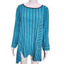 Ali Miles Striped Tunic Top Blouse 2X Lagenlook Scoop Neck Pocket Shirt ... - $32.15