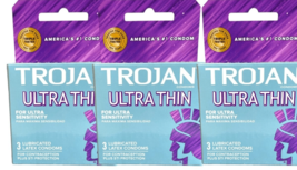 3x Trojan Ultra Thin For Ultra Sensitivity Lubricated Condoms 3 ct Each ... - $14.99