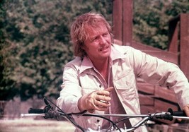 Starsky and Hutch David Soul with moustache rides bicycle 8x10 photo - $9.75