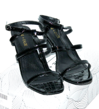 Nib Chase &amp; Chloe Black Croc Yara Heeled Sandal Shoes Size 8 New - £14.43 GBP