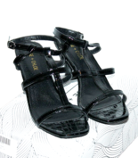 NIB CHASE &amp; CHLOE Black Croc Yara Heeled Sandal Shoes Size 8 NEW - £14.34 GBP