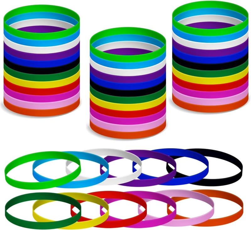 M.Best 120 Pcs Silicone Wristbands Rubber Bracelets Blank Elastic Stretch Wristb Item image 10