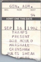 Bob Mould Marshall Crenshaw Concert Ticket Stub September 16 1992 New Yo... - $34.64