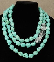 Vintage Costume Jewelry Clear Lucite Faux Turquoise Nugget Bib Beaded Necklace - £27.68 GBP