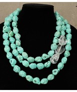 Vintage Costume Jewelry Clear Lucite Faux Turquoise Nugget Bib Beaded Ne... - £27.09 GBP