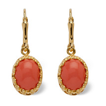 PalmBeach Jewelry Orange Oval Coral Drop Yellow Gold-Plated Earrings - £23.48 GBP