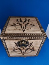 Handmade engraved Eco-Friendly jewellery wooden Box with Pentagram Bapho... - £30.71 GBP