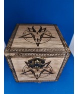 Handmade engraved Eco-Friendly jewellery wooden Box with Pentagram Bapho... - £30.65 GBP