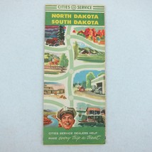 Vintage 1950s Cities Service Road Map North Dakota &amp; South Dakota - £12.08 GBP