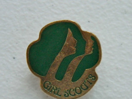 Vintage Girl Scouts Green Gold GS G.S. Pin with faces signed GSUSA 1980 C NICE - £5.59 GBP