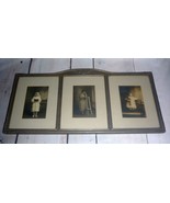 Antique Art Deco 3 Panel Photo Silver Wood Matte &amp; Frame 19.25 x 9.5 - £100.91 GBP