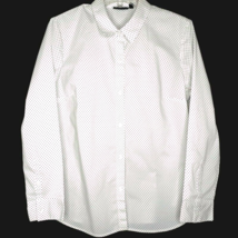 APT. 9 Womens Shirt Size Large Long Sleeve Button Up White Black Polka Dot - £10.25 GBP