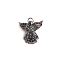 Vintage Angel Pin Brooch Smoke Rhinestone and Silvertone  - $8.86