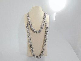 INC International Concepts Silver Tone Fabric &amp; Kiska Pearl Necklace Q536 $39 - $14.39