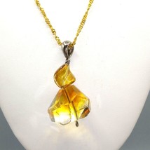 Vintage Hand Beaded Crystal and Art Glass Drop Pendant on Gold Tone Chain - £48.55 GBP
