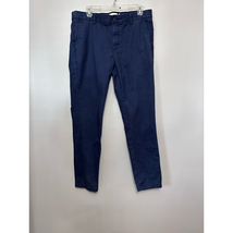 Topman Chino Pants Men&#39;s 34x32 Navy Pockets Flat Front Dress Or Casual New - $21.19