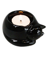 Pack Of 2 Wicca Ceramic Sleeping Black Feline Cat Tea Light Votive Candl... - £15.61 GBP
