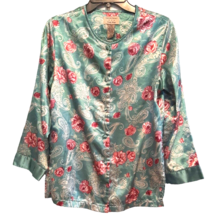 XSmall Bed Jacket Amanda Stewart Cozy Wear Vintage Floral Silky - £21.92 GBP