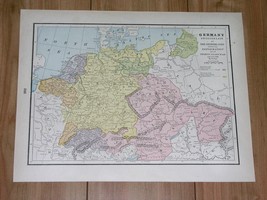 1896 Map Of Europe Germany Bohemia Reformation 30 Thirty Years War 100 France - $26.53