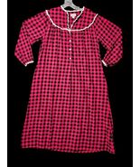 Lanz of Salzburg Buffalo Plaid Red Black Flannel Eyelet Lace Button Nigh... - €27,77 EUR