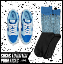 ELE Socks for Dunk Low Argon Blue Flash Marina Dutch UNC University Shirt 1 - £16.57 GBP
