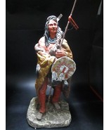 Daniel Monfort sculpture 1990 Native American warrior 13&quot; signed [aP-Q] - $123.75