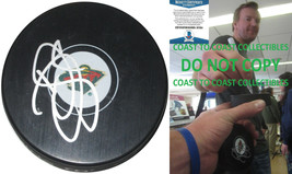 Devan Dubnyk autographed Minnesota Wild logo Hockey puck proof Beckett COA - £77.86 GBP