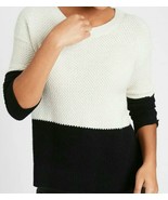 Banana Republic, Colorblock Textured Crew-Neck Sweater, Black/Off White, L - £36.31 GBP