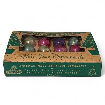 12 Shiny Brite Box Vintage Christmas Ornaments Small Solid Assorted Colors Item image 2