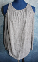 Old Navy Women&#39;s Heather Gray Long Sleeve Relaxed Cold Shoulder T-Shirt ~S~ - £9.74 GBP