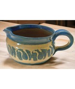 Vintage Art Pottery Creamer Glazed Blue Brown Earthenware 4.25&quot; Diameter... - £14.90 GBP