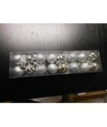 Mini Shatterproof Matte Text Finish Glitter Shiny Silver 1&quot; Ball Ornamen... - $11.74 CAD