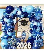 Blue Balloon Arch Kit with Star Balloons for Graduation &amp; Party Decor - $38.99