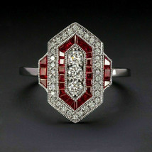 3.90Ct Princess Cut CZ Red Garnet Engagement Ring 14K Yellow Gold Plated Sliver - £95.91 GBP